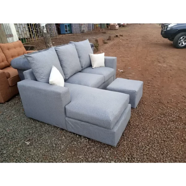 pewter grey 3 seater L-shaped sofa