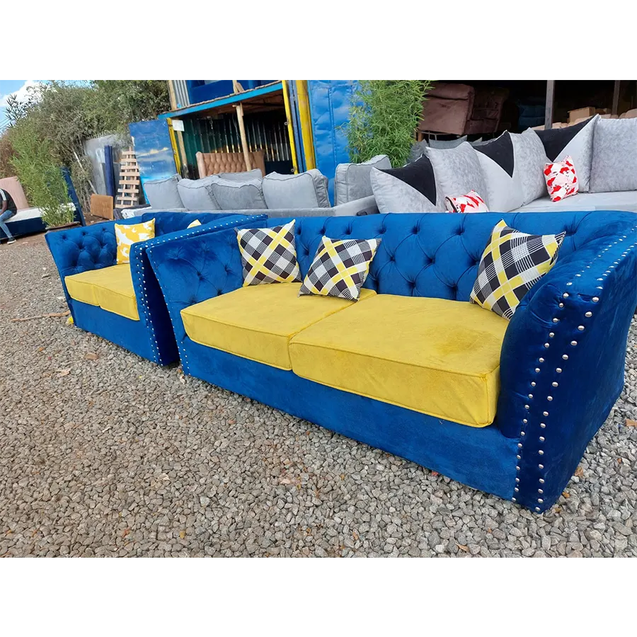 Blue And Yellow Chesterfield Sofa 5