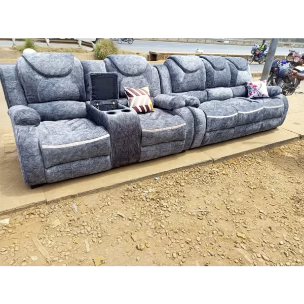 Grey semi-recliner design sofa