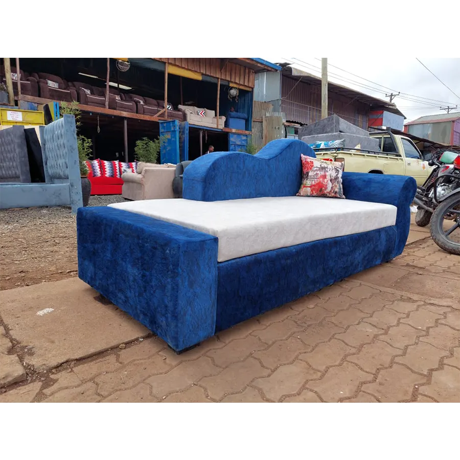 blue and white sofa bed