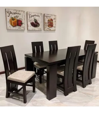 brown 6 seater dining table