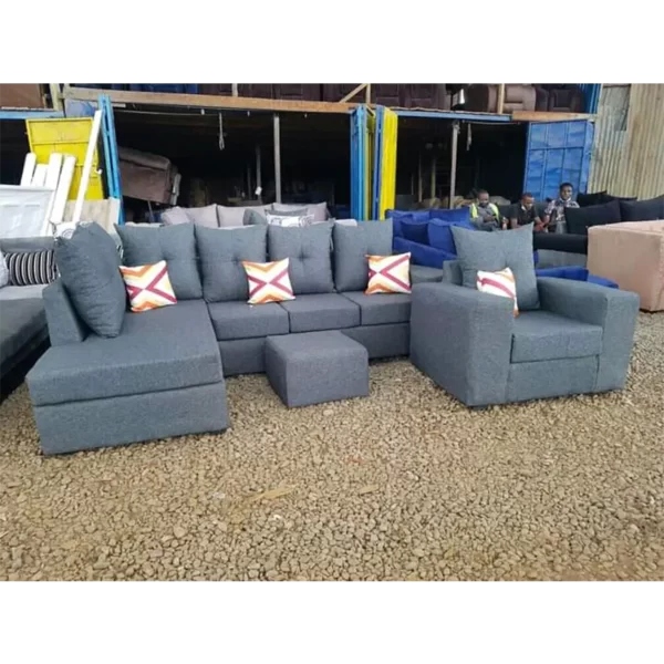 light grey 6 seater L-shaped sofa with one seater