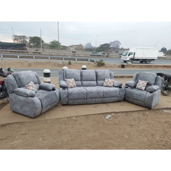 ash grey semi-recliner sofa