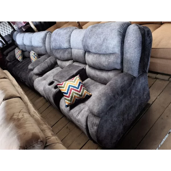 steel grey 5 seater semi-recliner sofa