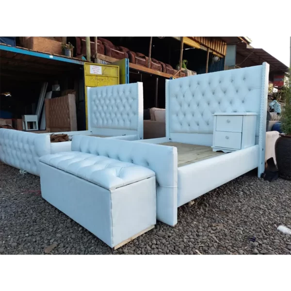 white leather chester bed
