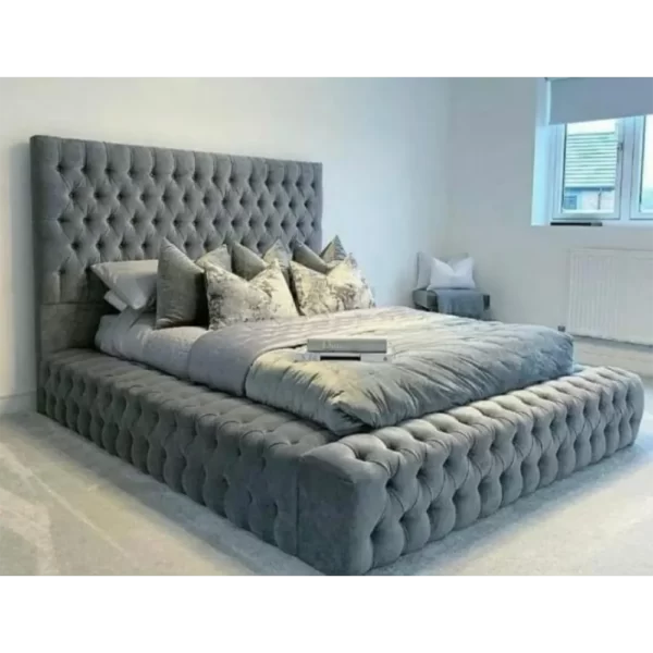 tufted 6 by 6 grey Chester bed