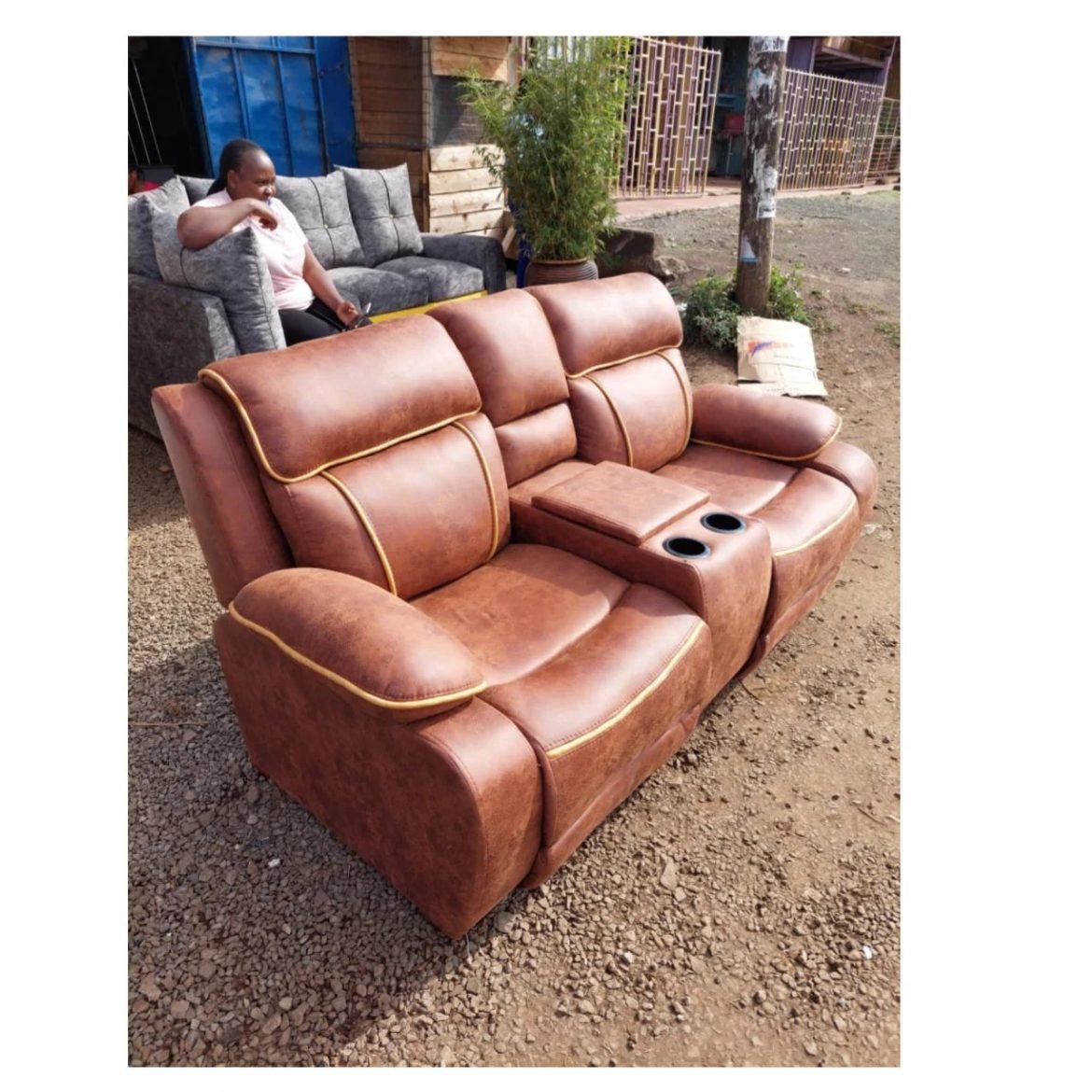 2 seater classic Brown semi recliner Liberty Furniture