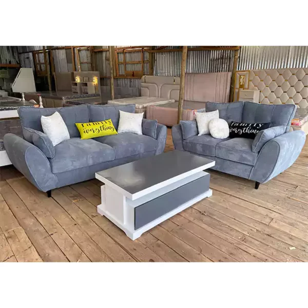 5 seater grey bubble fabric  sofa set