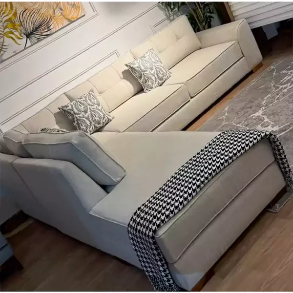 6 seater light grey l shaped sofa