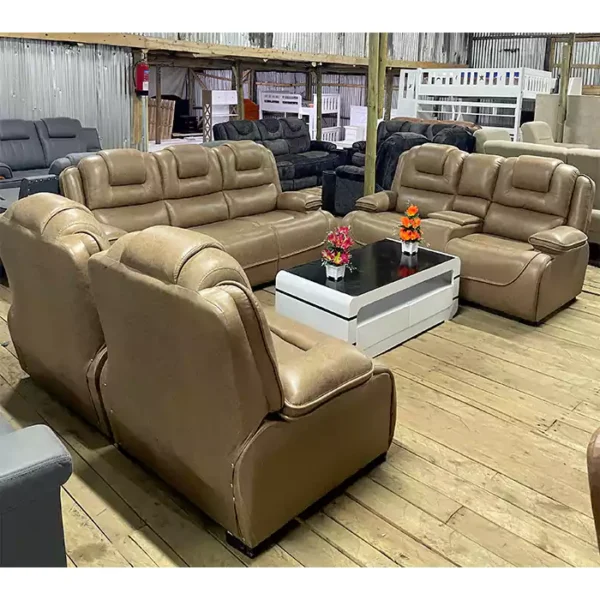 7 seater brown semi recliner sofa