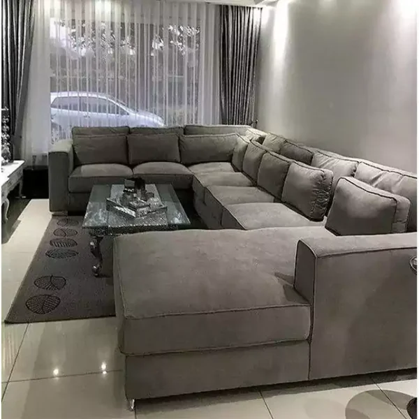 Grimsby 9 seater dark grey U-shaped sofa