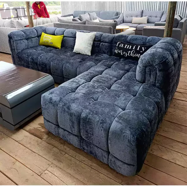6 seater Bubble dark grey l shaped sofa