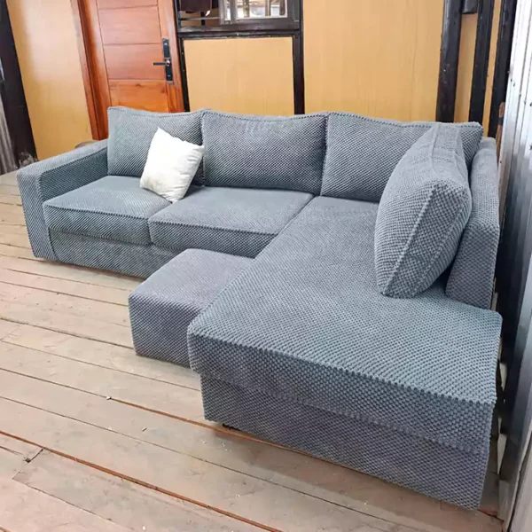 Grey bubble fabric l shaped sofa