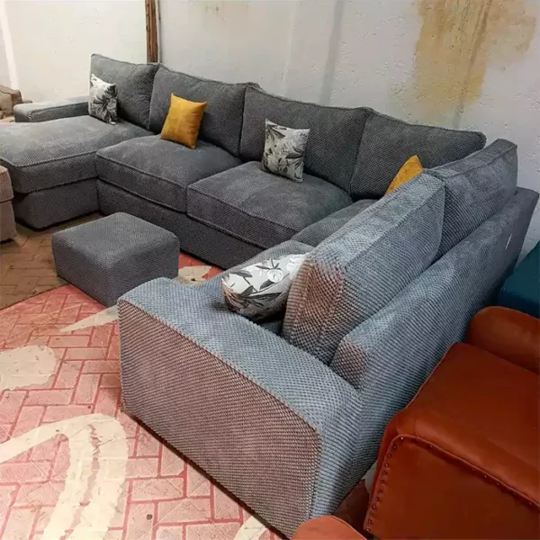 U-shaped 9 seater bubble fabric sofa