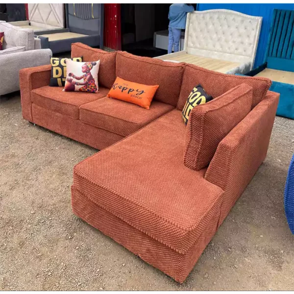 Claremont 6 seater orange bubble fabric l shaped sofa
