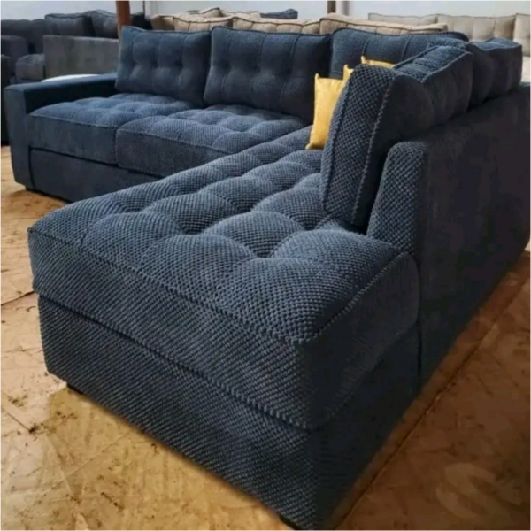 6 seater dark grey bubble fabric sofa