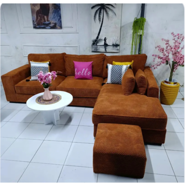 Dallas 6 seater orange bubble fabric sofa