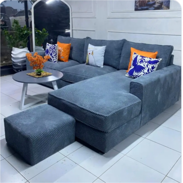Florida 6 seater grey bubble fabric sofa