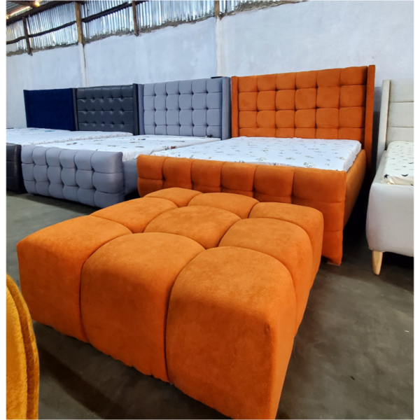 5 by 6 Orange chester bed with ottoman