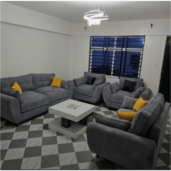 7 seater grey bubble fabric sofa set design (3,2,1,1)