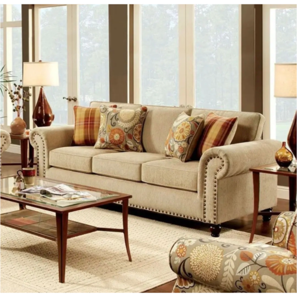 Tan Beige 3 seater classic sofa