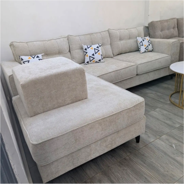6 seater beige l shaped sofa