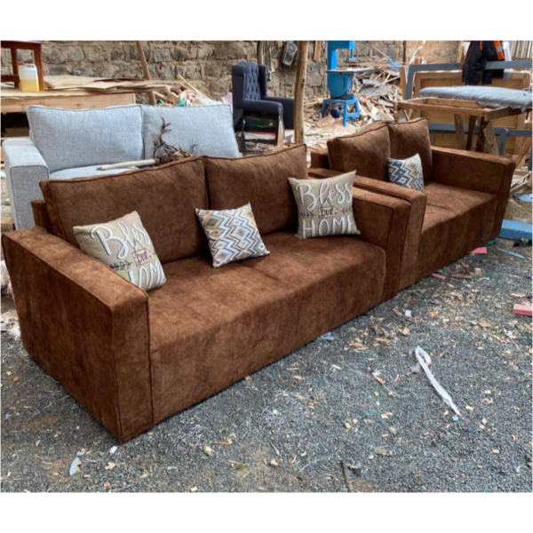 Downey 5 seater brown sofa set design